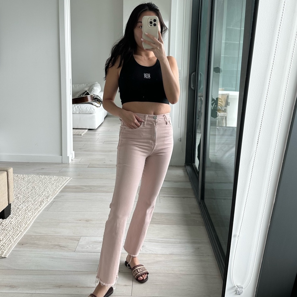 Mango Light Pink Crop Flare Jeans
